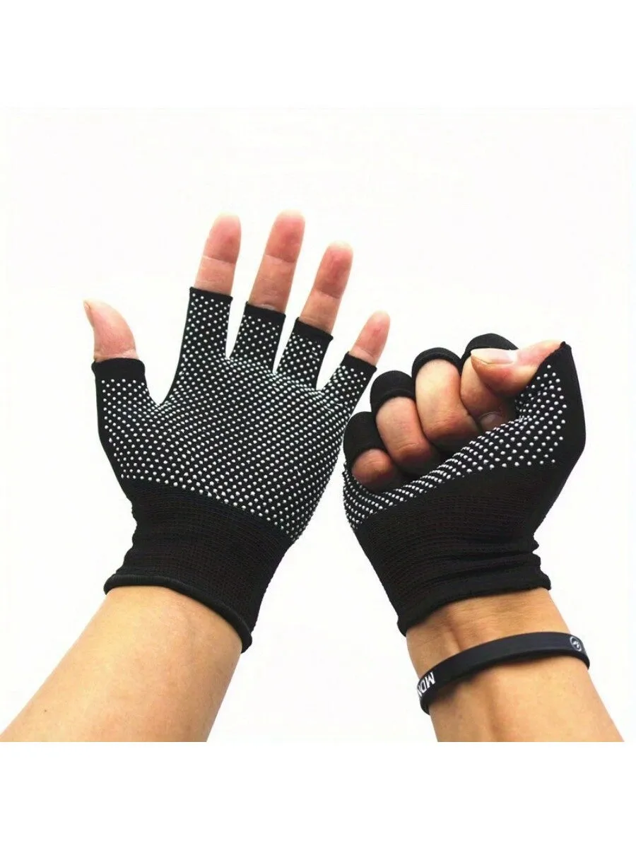 1 pair of sports breathable and anti slip half finger gloves suitable for yoga, ballet, and Pilates training