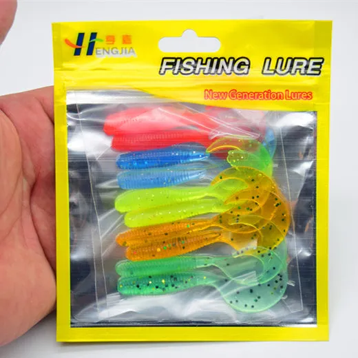 10 Pcs/pack 6cm 2g Mixed Colors Artificial Curly Tail Maggots Grub Worm Fishing Lures Soft Grubs  Sea River Lake Fishing YR-155