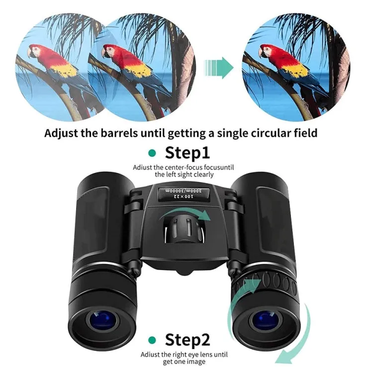 200 x 25 With Phone Clip HD Powerful Folding Binoculars for Hunting Outdoor Camping