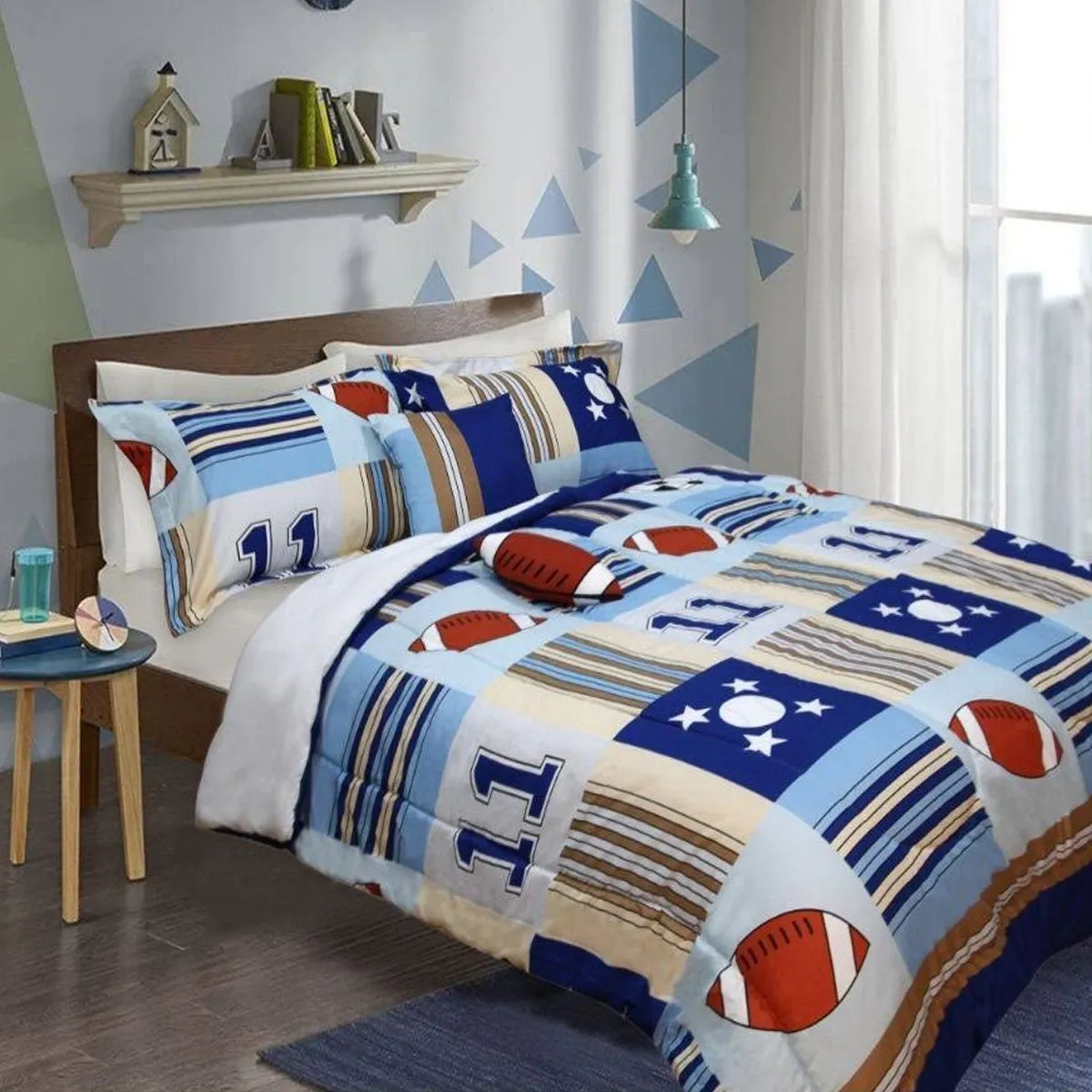 5 Piece Kids Comforter Set Sports Single