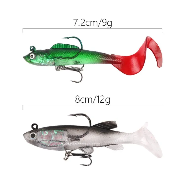 5pcs Roadrunner Soft Lures Leadheads Luminous Lures(Black Reel Tail)