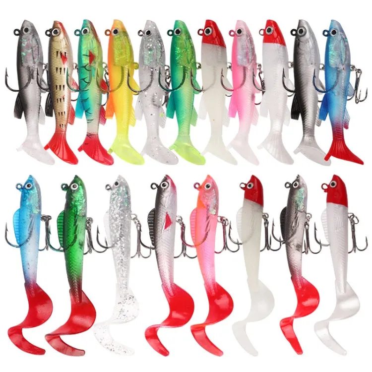 5pcs Roadrunner Soft Lures Leadheads Luminous Lures(Black Reel Tail)