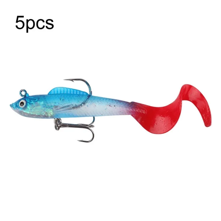 5pcs Roadrunner Soft Lures Leadheads Luminous Lures(Blue Reel Tail)