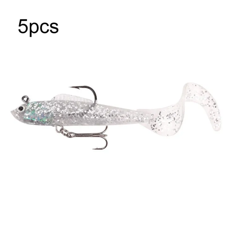 5pcs Roadrunner Soft Lures Leadheads Luminous Lures(White Reel Tail)