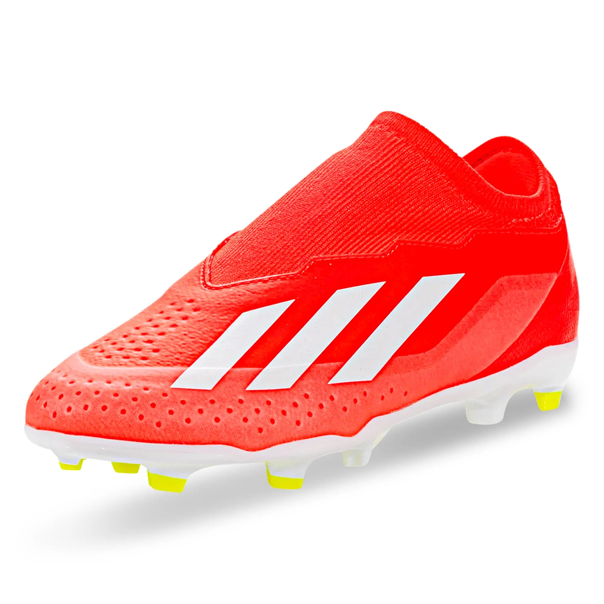 adidas Jr. X Crazyfast League LL FG Soccer Cleats (Solar Red/White/Solar Yellow)