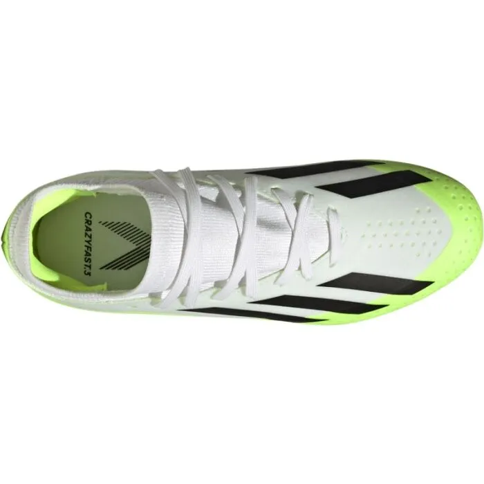 Adidas Kid's X Crazyfast .3 FG-White/Core Black/Lucid Lemon