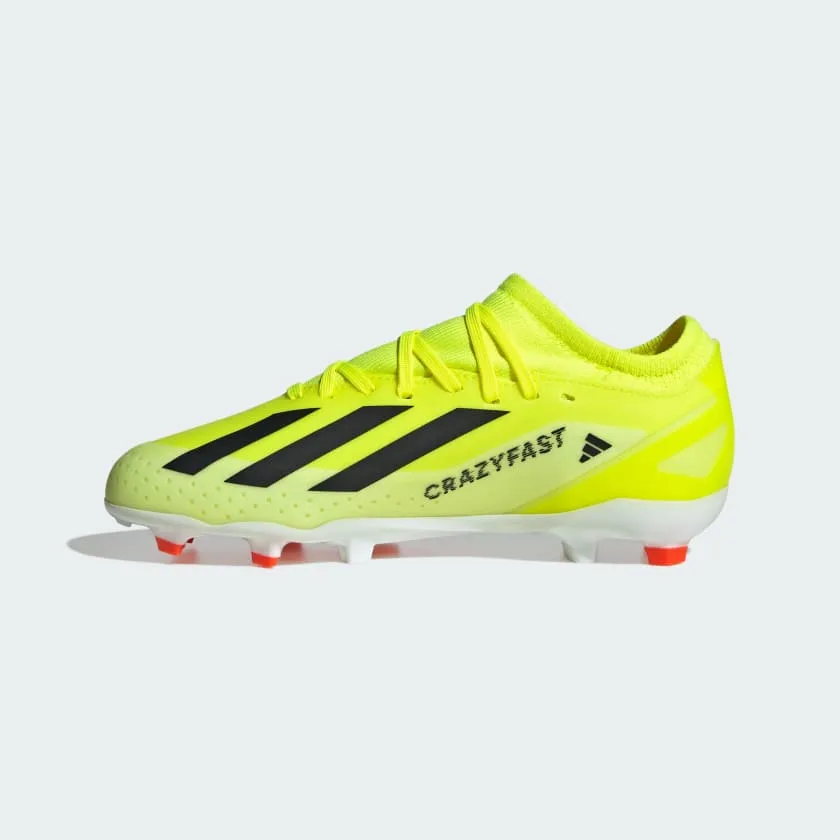 adidas X Crazyfast League FG Junior Soccer Cleat IF0691 Neon Green / White