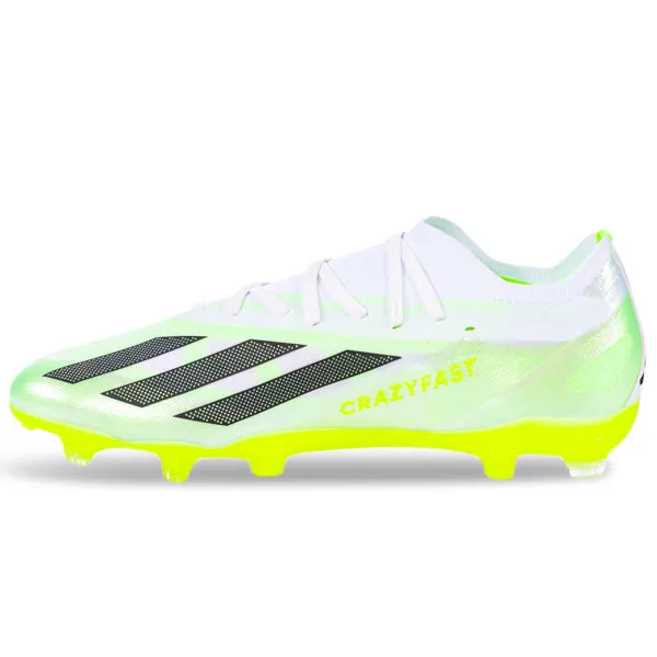 adidas X Crazyfast.2 Firm Ground Soccer Cleats (White/Core Black/Lucid Lemon)