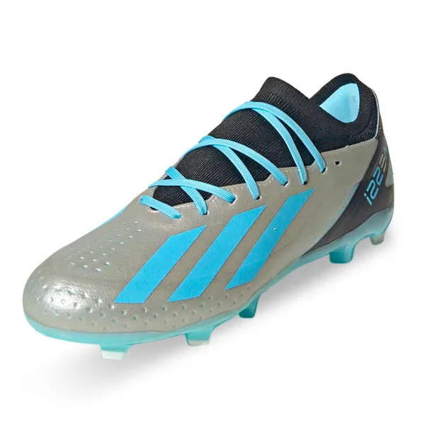 adidas X Crazyfast.3 Messi Firm Ground Soccer Cleats (Silver Metallic/Bliss Blue)