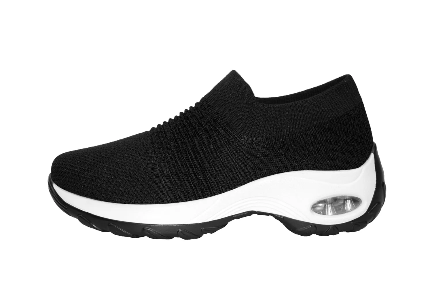 AdTec Womens Comfort Slip On Black Sneakers Shoes