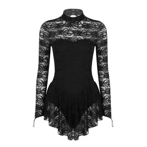 Adult Mock Neck Long Sleeve Ballet Gymnastics Figure Ice Skating Competition Costume