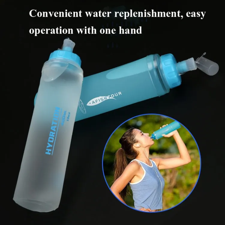 AFISHTOUR TPU Outdoor Sports Soft Water Bag Marathon Water Bottle Folding Water Bag, Capacity: 400ml (Blue)