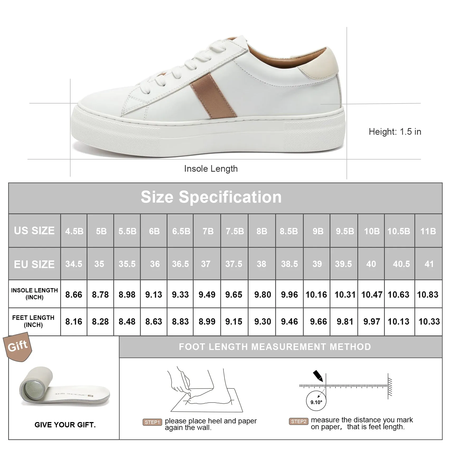 AiciBerllucci White Calfskin Leather Upper & Cowhide Leather Lining-ZOY1-Women's Casual Sneakers,Leather Platform Sneakers for Women Fashion