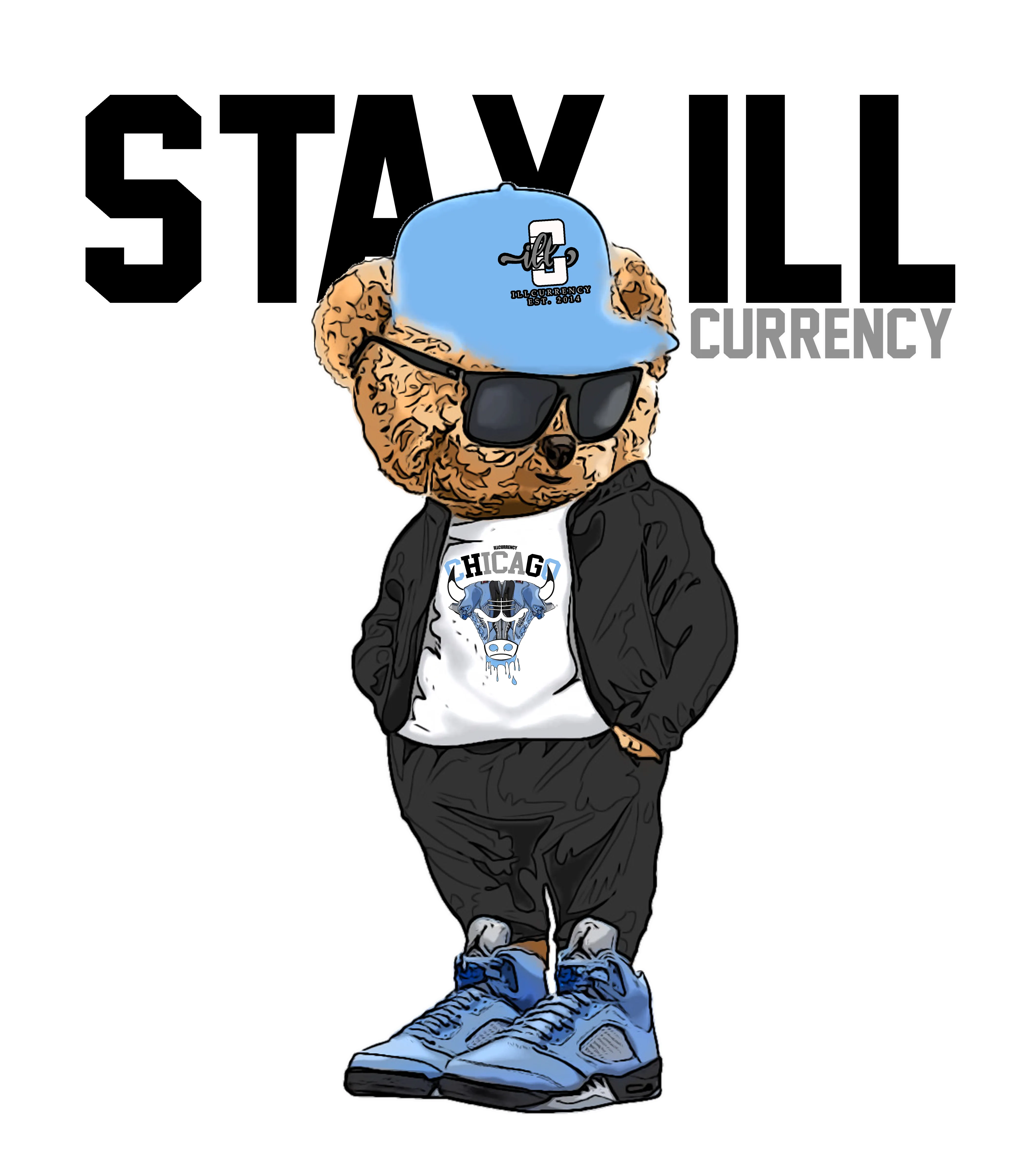 Air Jordan 5 “UNC” Carolina Blue T-Shirt (Stay ill Bear)