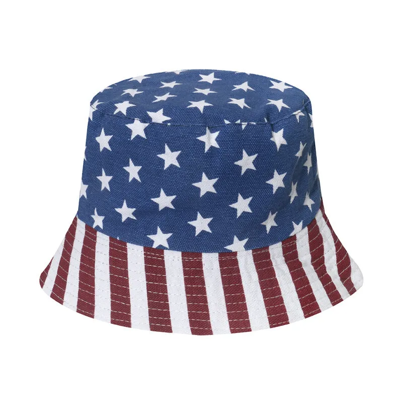 American flag fisherman hat women's double-sided sunscreen sun hat all-match pot hat men