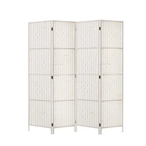 Artiss 4 Panel Room Divider Screen 163x170cm Woven White