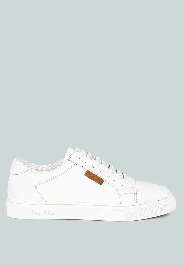 ASHFORD White Fine Leather Handcrafted Sneakers