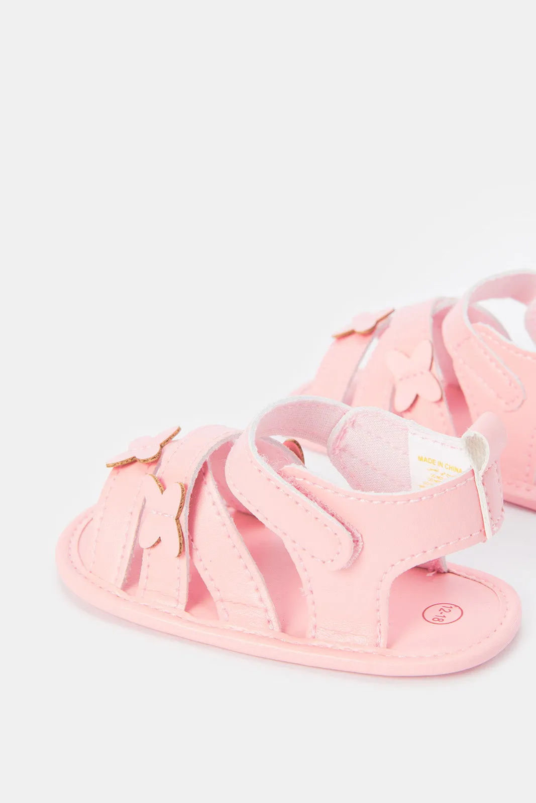 Babies Pink Embellished Pram Shoe