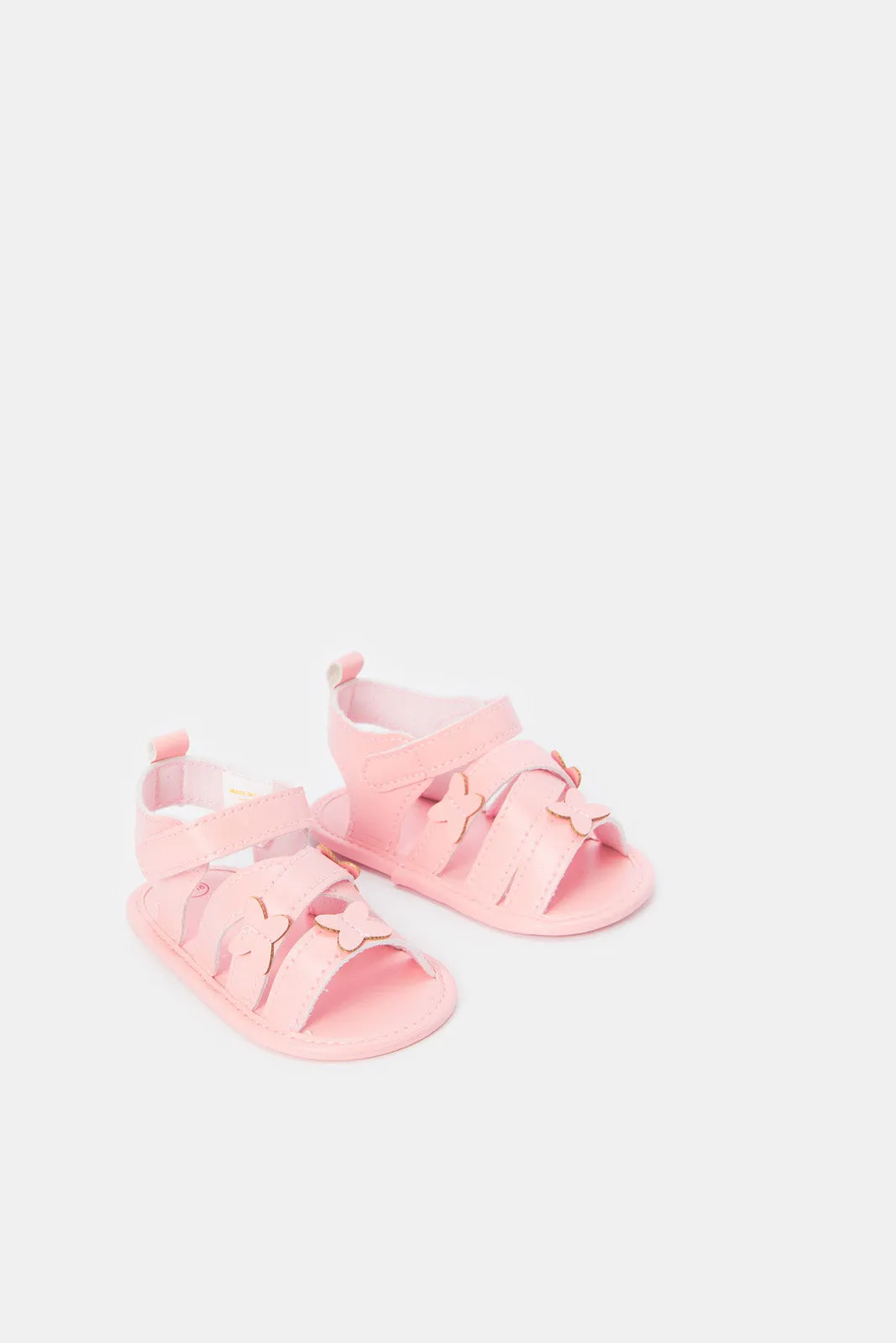 Babies Pink Embellished Pram Shoe