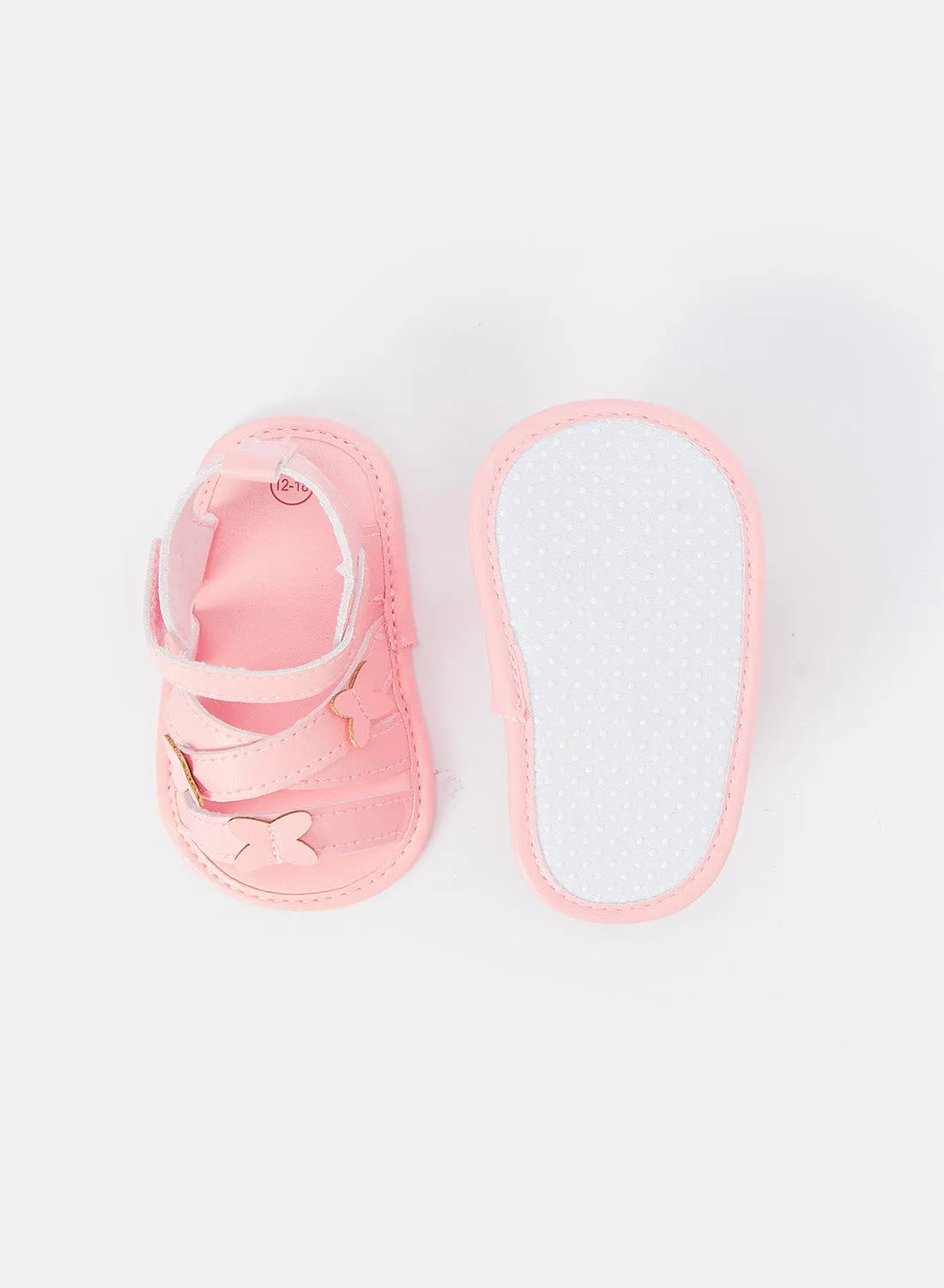 Babies Pink Embellished Pram Shoe