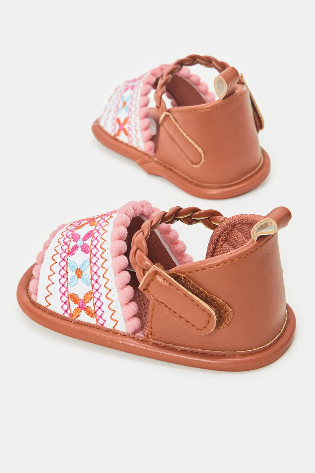 Baby Brown Printed Pram Shoes