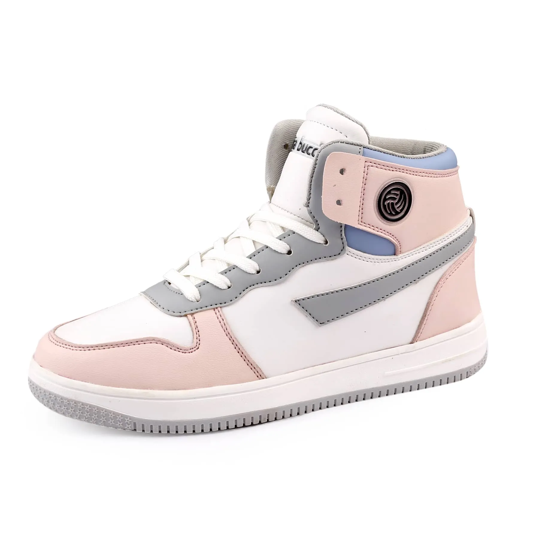 Bacca Bucci Femme High-Top Harmony Sneakers—Elegant Pastel Blue and Pink Women's Lace-Ups