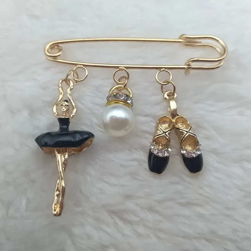 Ballerina and Pearl Safety Pin