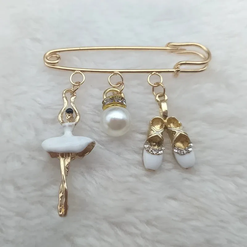 Ballerina and Pearl Safety Pin