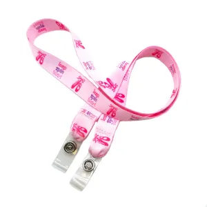 Ballet Theme Face mask holder lanyard 24" long in with vinyl  snap fittings printed on 5/8" Ultra Lanyard fabric