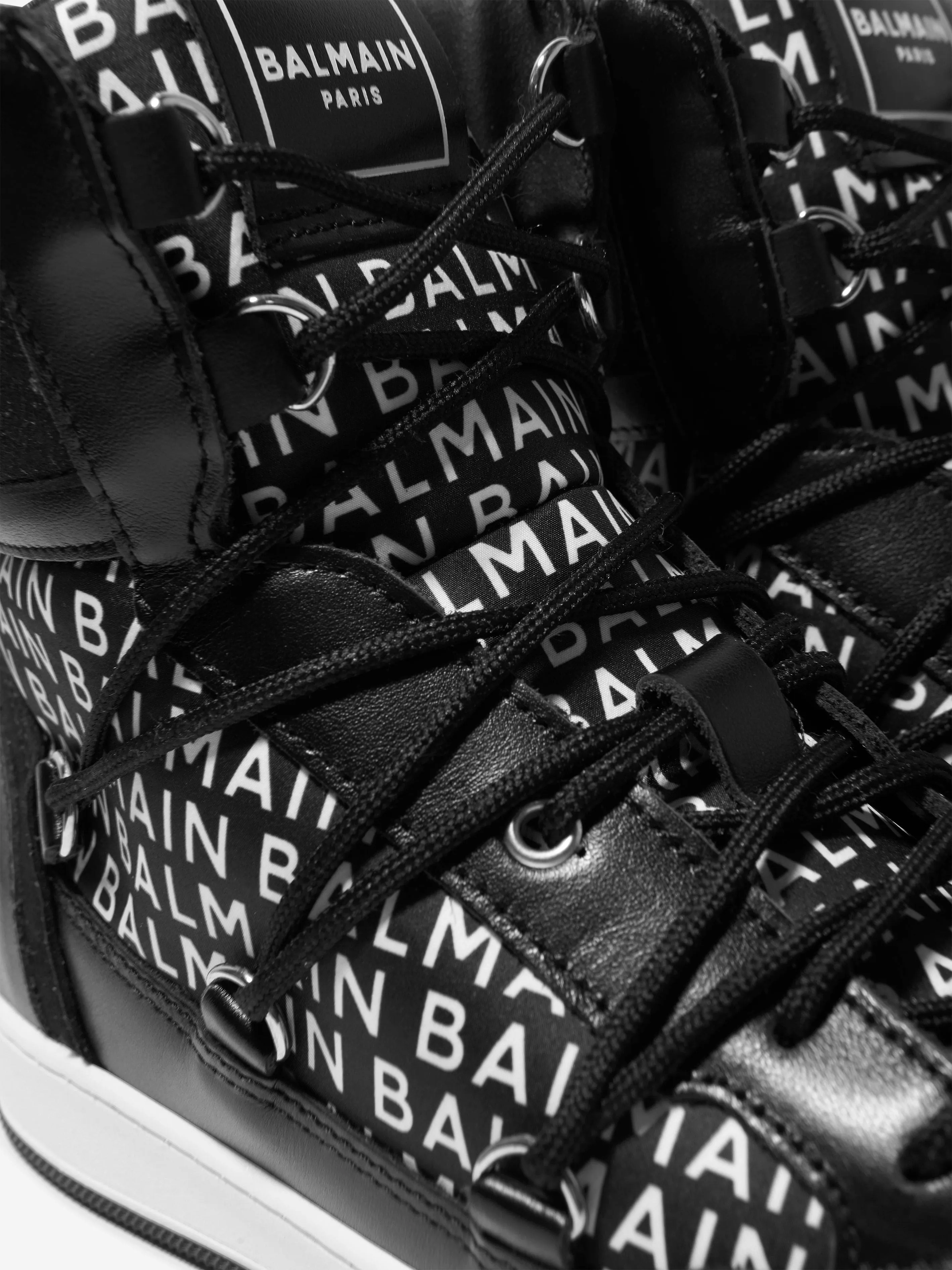 Balmain Kids Logo Print High Top Trainers