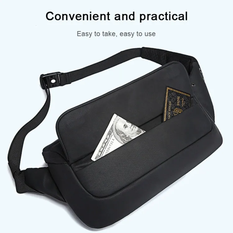 BANGE Sports Leisure Chest Bag Business Waist Bag Trendy Fashion Messenger Bag Shoulder Bag (Black)