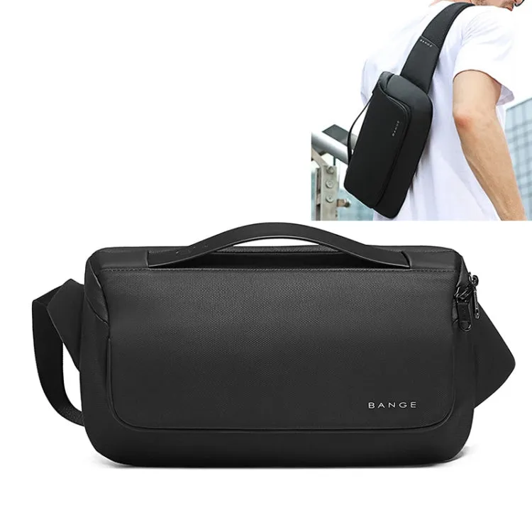 BANGE Sports Leisure Chest Bag Business Waist Bag Trendy Fashion Messenger Bag Shoulder Bag (Black)