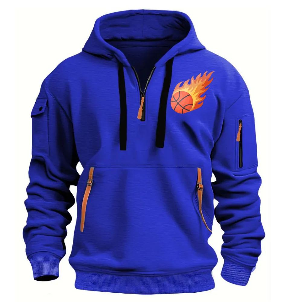 BASKETBALL ARM POCKET ZIPPER HOODIE