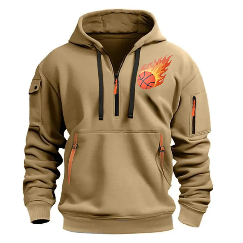 BASKETBALL ARM POCKET ZIPPER HOODIE