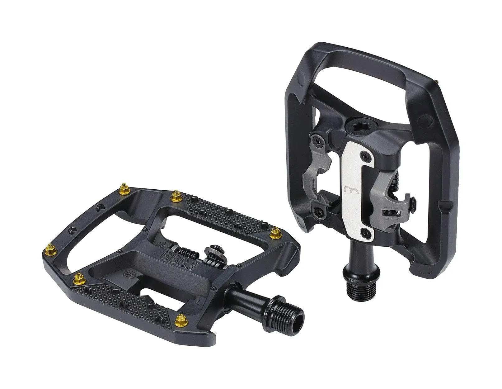 BBB BPD-62 - DualChoice Trail Clipless & Falt MTB Pedals (Black)