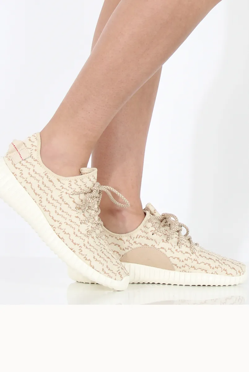 Beige And Camel Textured Trainers - Saint