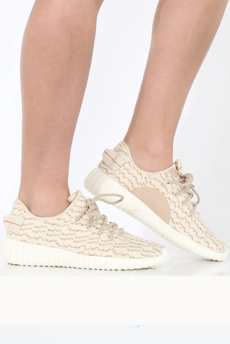 Beige And Camel Textured Trainers - Saint