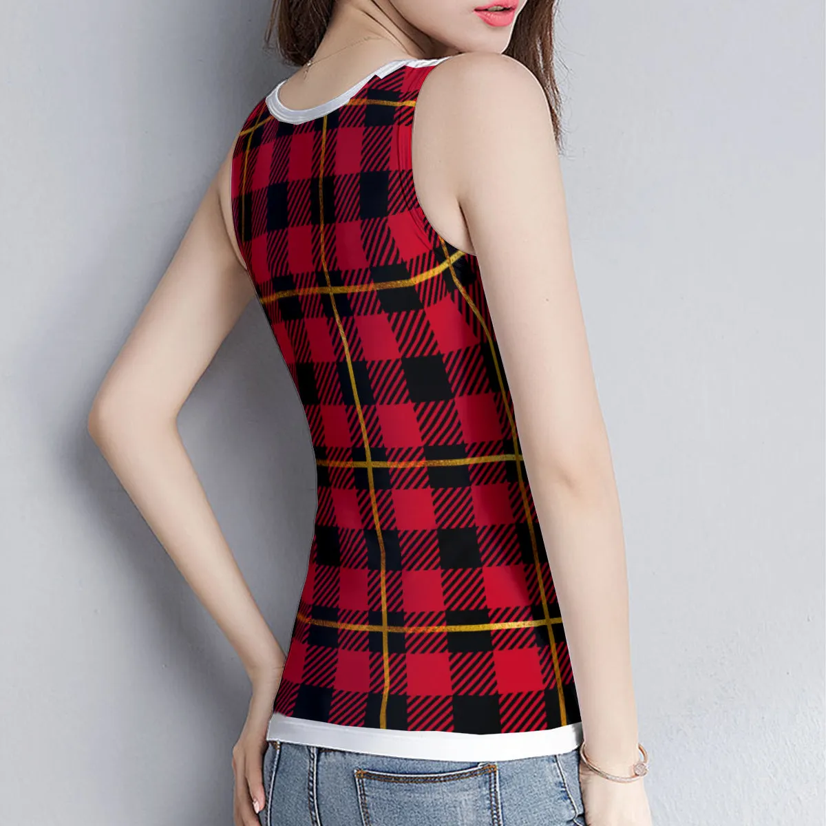 Black & Red Plaid Tank Top