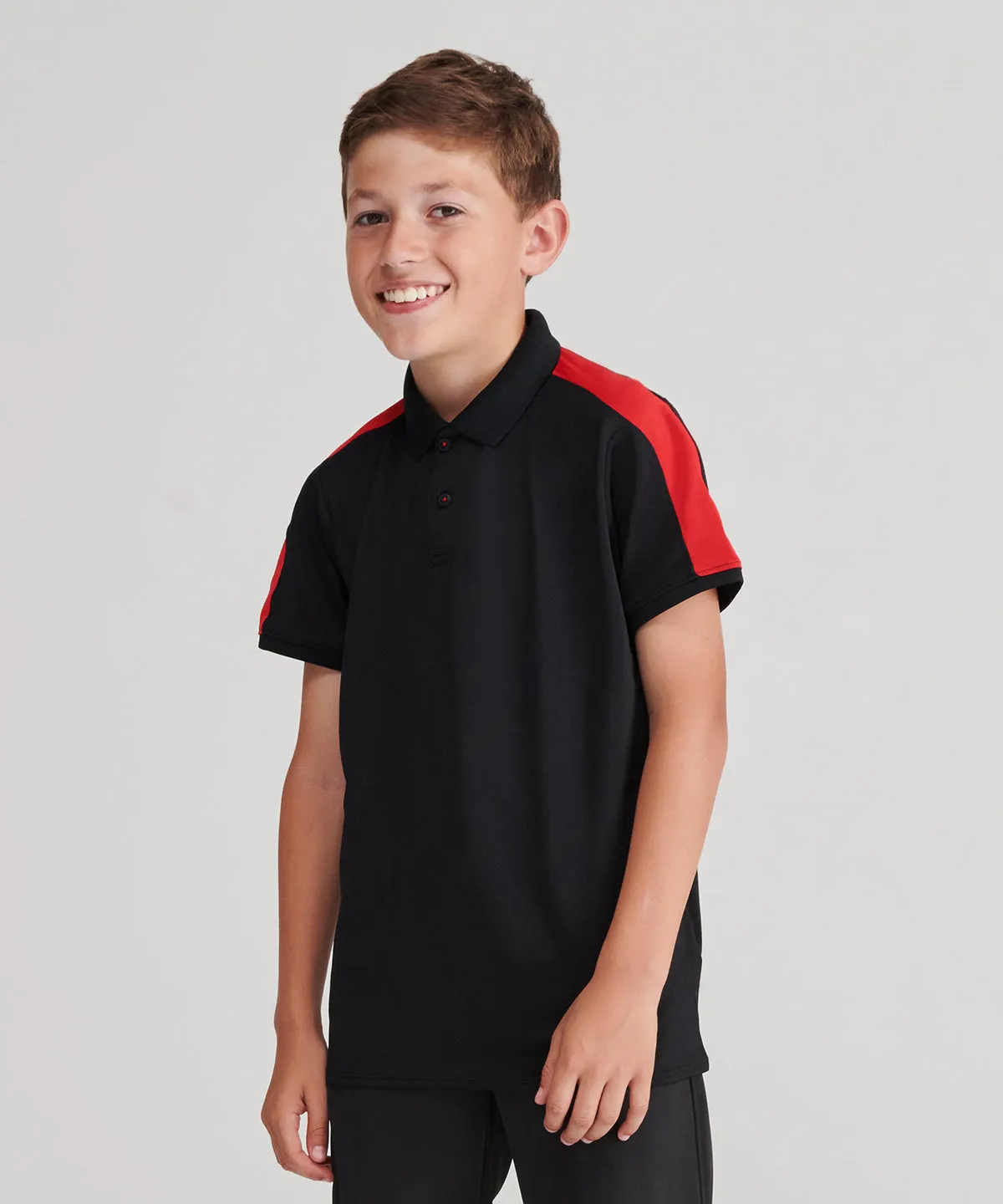 Black/White - Kids contrast panel polo