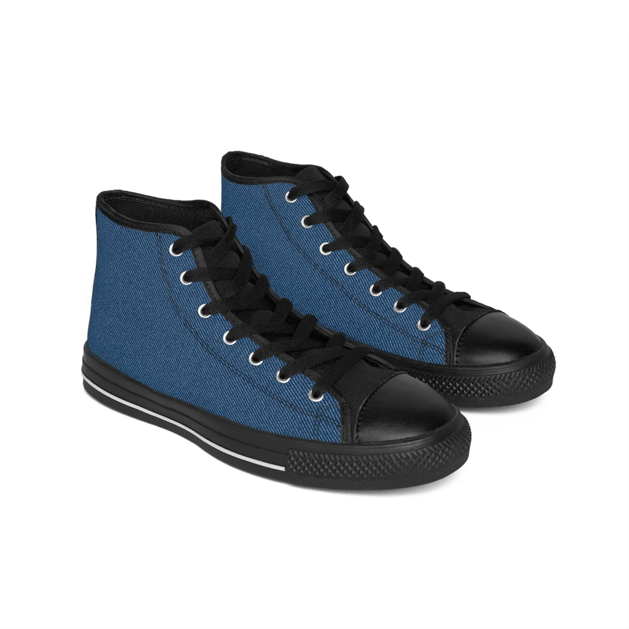 Blue Denim Pattern Women's Classic Sneakers