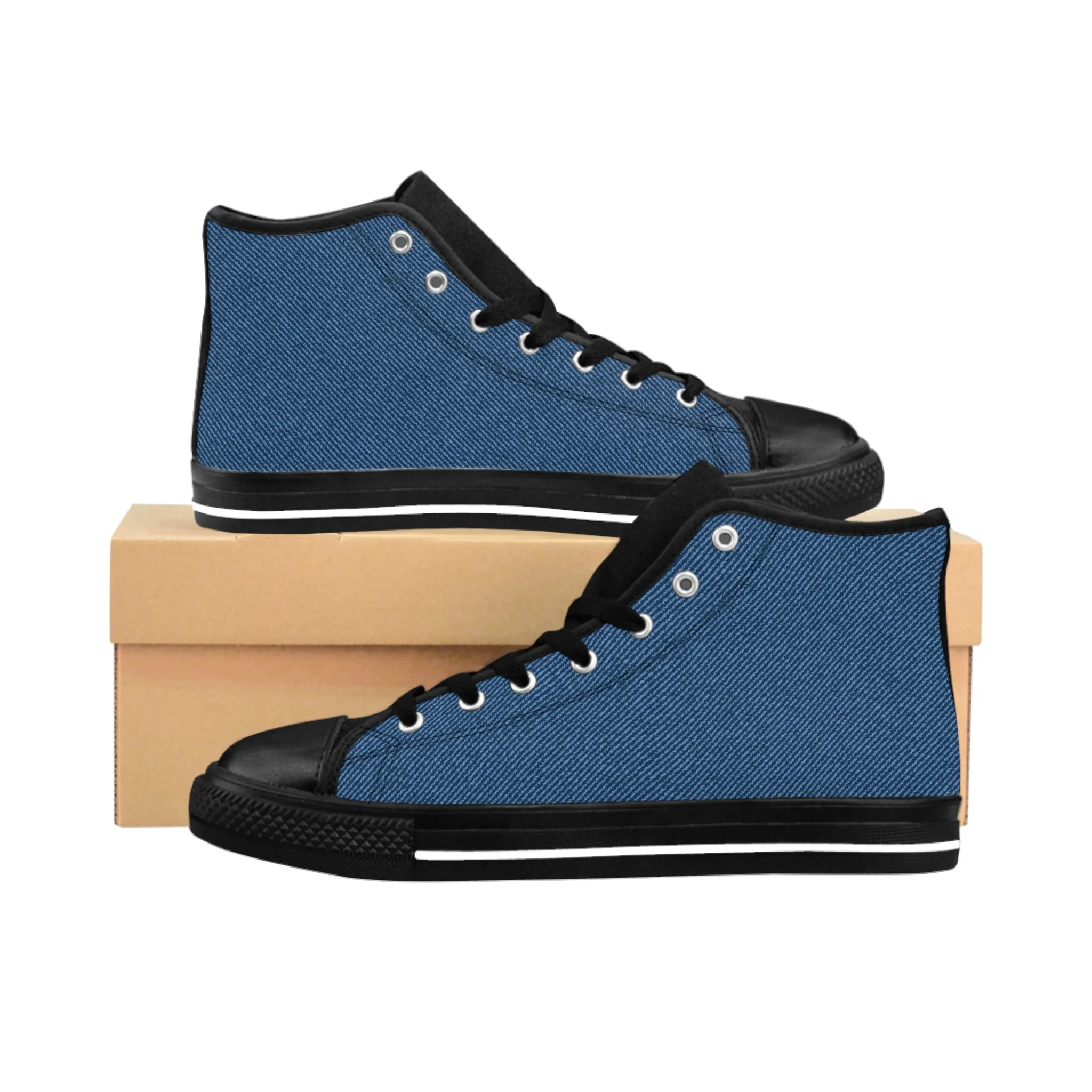 Blue Denim Pattern Women's Classic Sneakers