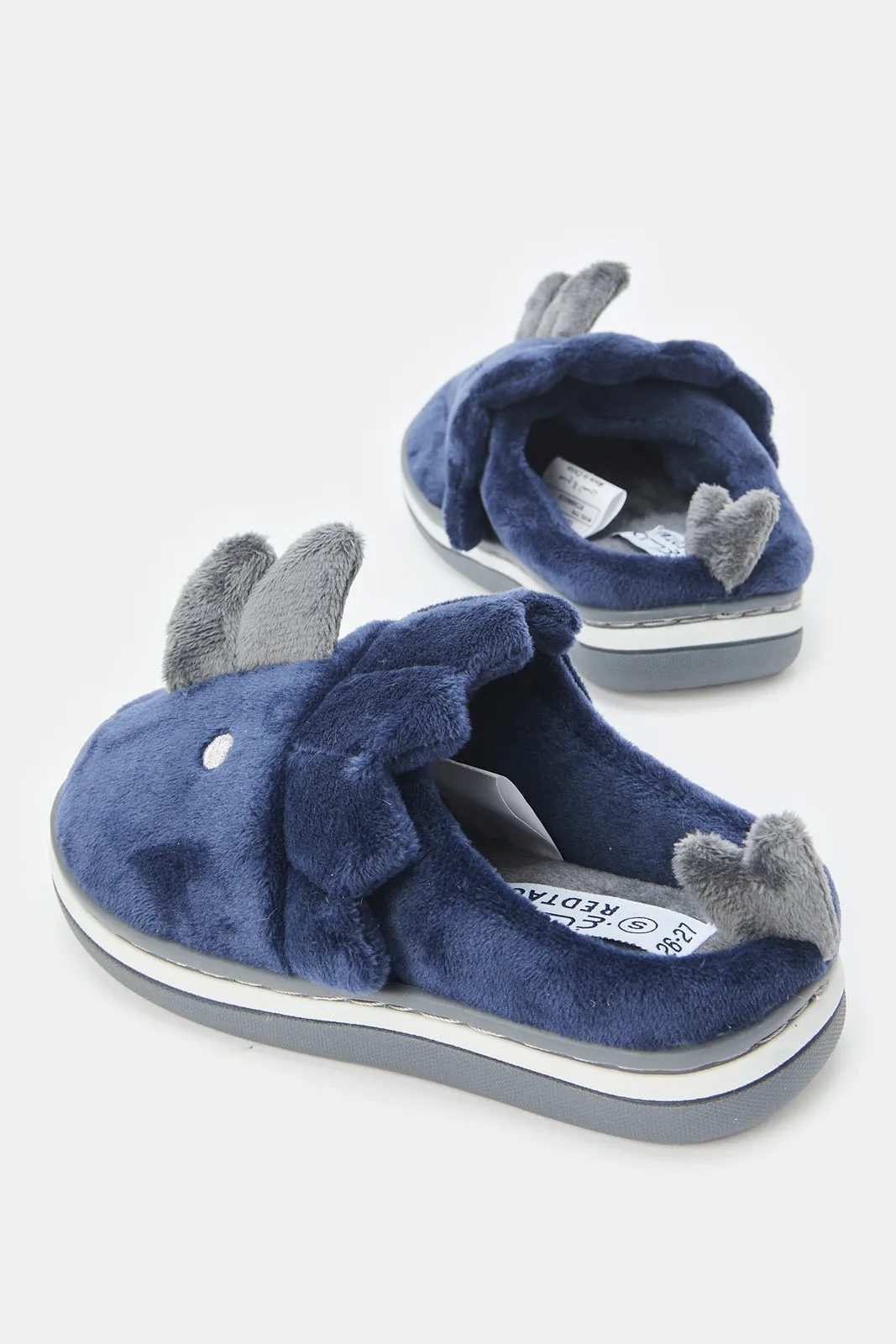 Boys Navy 3D Animal Slippers