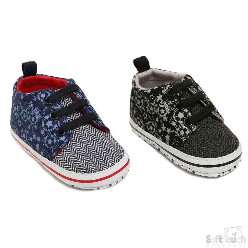 BOYS SHOES W/FOOTBALL PRINT & LACE: (B2264)