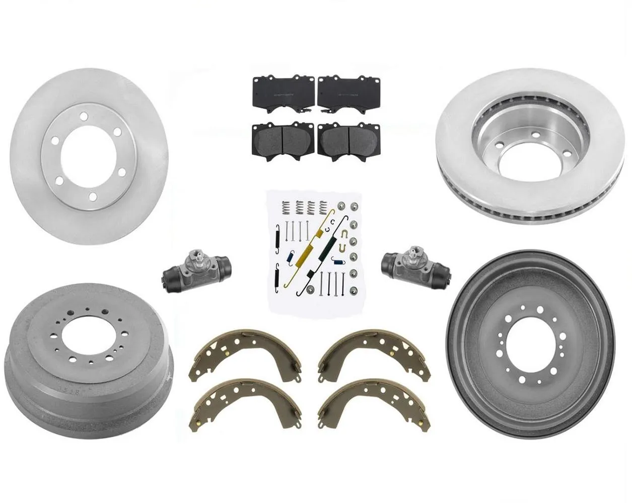 Brake Rotors & Ceramic Pads Rear Drums & Shoes 8 PCS KIT for Toyota Tundra 04-06