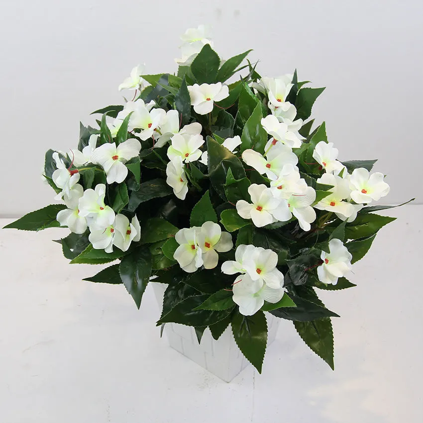 Bulk 10 Bundles 16" Impatiens Bush UV Resistant Artificial Impatiens Bouquet Flowers for Outdoors Wholesale