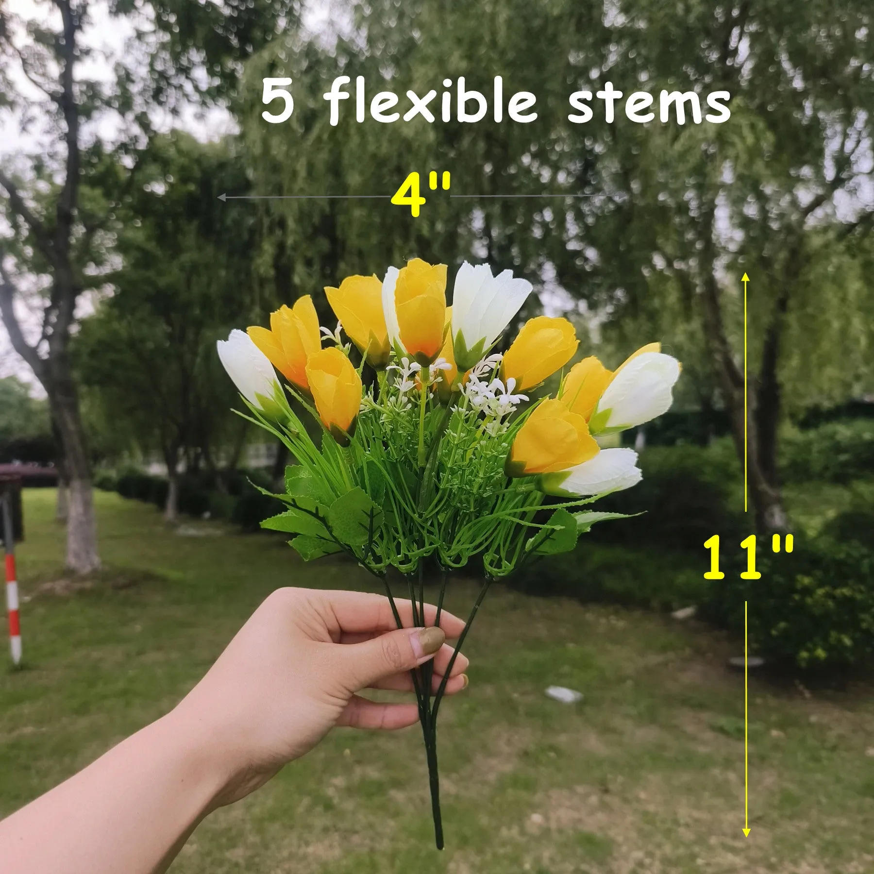 Bulk 11" 8pcs Magnolia Bud Bush Shrubs Artificial Flowers for Outdoors Wholesale