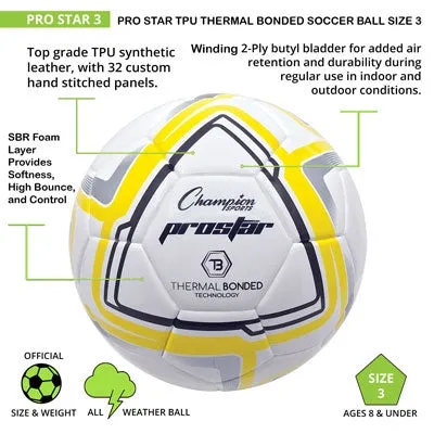 Champion Sports Pro Star Soccer Ball Size 3