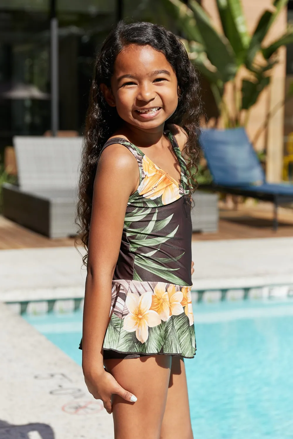 Clear Waters Swim Dress in Aloha Brown