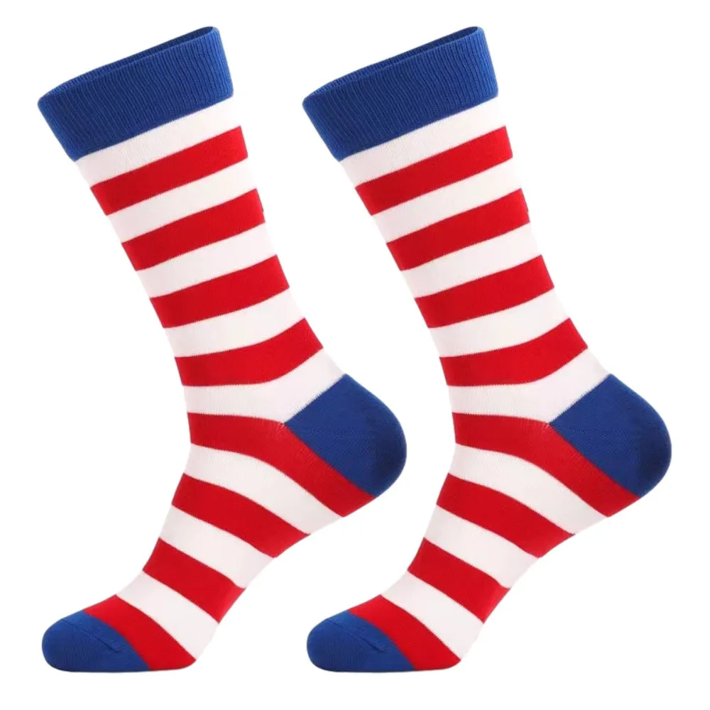 COLORED STRIPED MID LENGTH SOCKS FOR MEN'S SPORTS SOCKS AND CASUAL LONG SOCKS