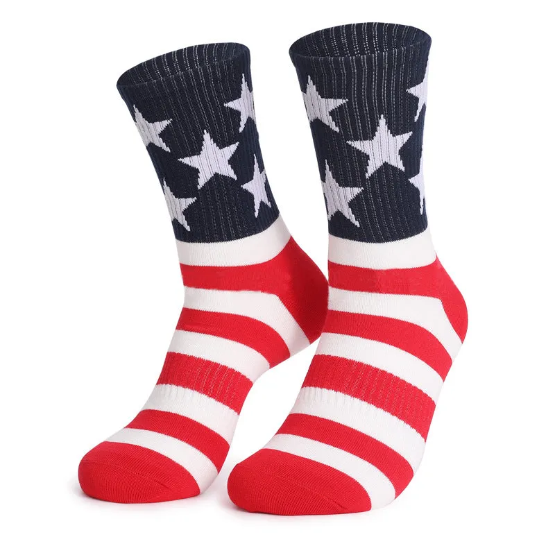 COLORED STRIPED MID LENGTH SOCKS FOR MEN'S SPORTS SOCKS AND CASUAL LONG SOCKS